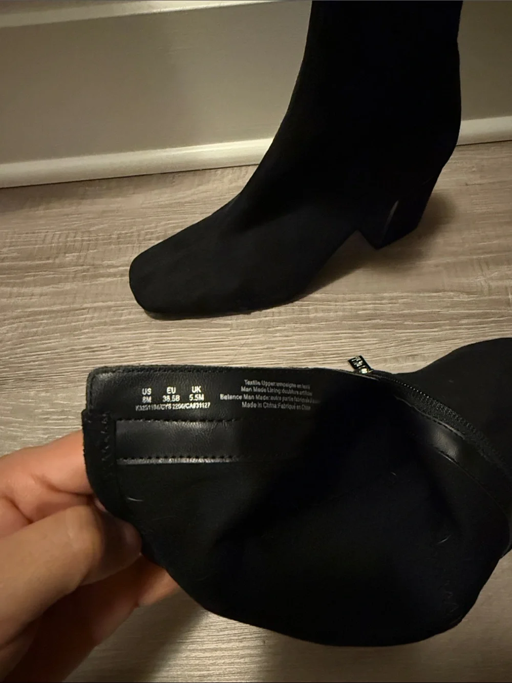 DKNY Black Suede Ankle Boots with Block Heel